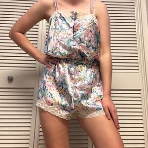 Vintage Gold Label Victoria's Secret Floral Lace Lingerie Romper